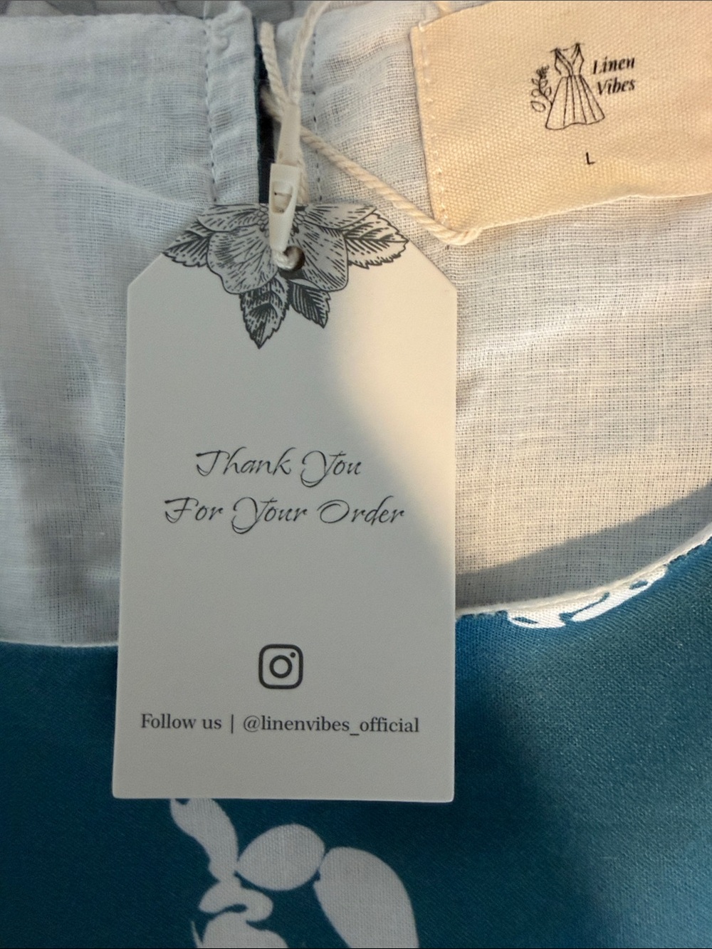 Sleeveless Teal Floral Midi Dress with Full Skirt Linen and Cotton Material 185 - Picture 12 of 16